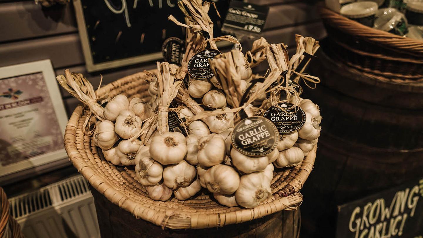 Garlicky goodness you can buy in The Garlic Farm shop